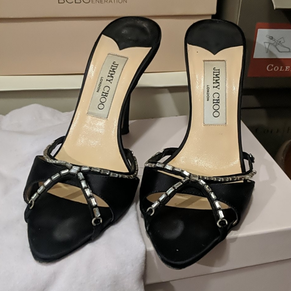 Jimmy Choo Black Satin Event Heel